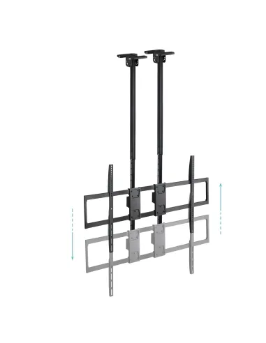 TooQ Soporte de Techo Extensible con doble mástil para Pantallas 60”-120", Negro