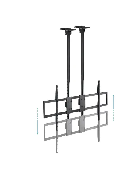 TooQ Soporte de Techo Extensible con doble mástil para Pantallas 60”-120", Negro