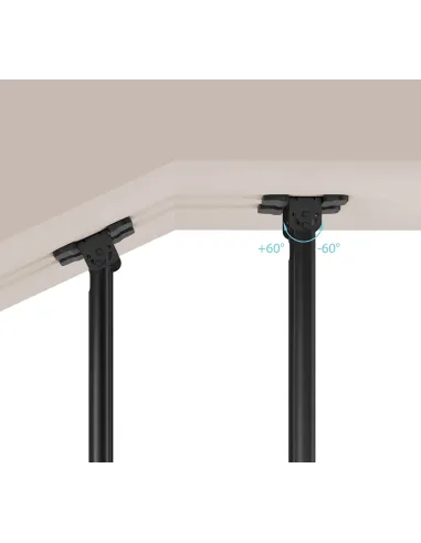 TooQ Soporte de Techo Extensible con doble mástil para Pantallas 60”-120", Negro