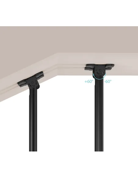 TooQ Soporte de Techo Extensible con doble mástil para Pantallas 60”-120", Negro