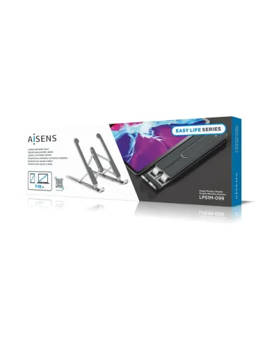 AISENS Soporte De Sobremesa Ajustable Para Portatil   Tablet, Plata