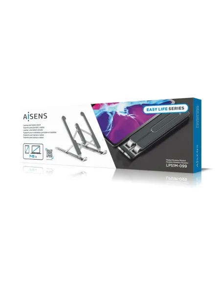 AISENS Soporte De Sobremesa Ajustable Para Portatil   Tablet, Plata