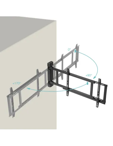 TooQ Soporte de pared Con regulación eléctrica para pantallas de 32” – 75”, Negro