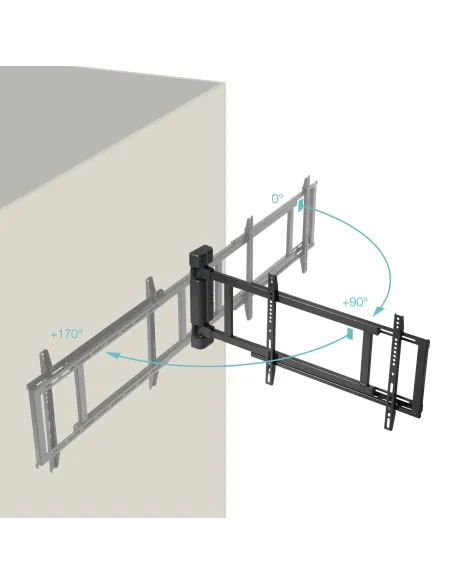 TooQ Soporte de pared Con regulación eléctrica para pantallas de 32” – 75”, Negro