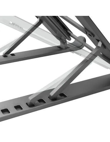 AISENS Soporte De Sobremesa Ajustable Para Portatil   Tablet, Gris Oscuro
