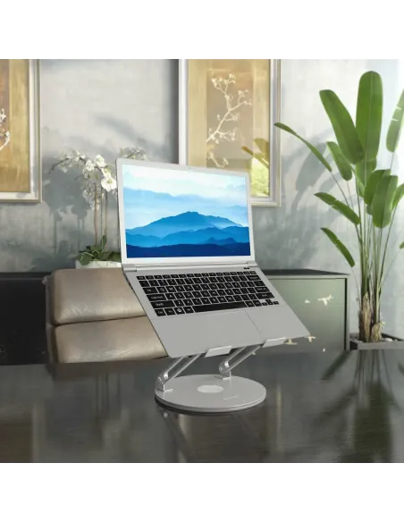 AISENS Soporte de Sobremesa XL Giratorio Ajustable para Portátil   Tablet 10-17, Plata