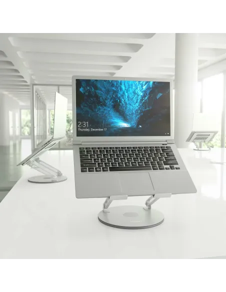 AISENS Soporte de Sobremesa XL Giratorio Ajustable para Portátil   Tablet 10-17, Plata