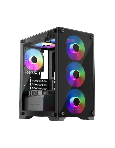 Caja ordenador gaming keep out xc - 201 glass matx argb cristal templado negro