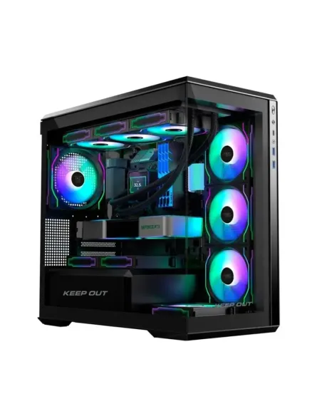 Caja ordenador gaming keep out xc - 905 pro+ matx argb cristal templado negro