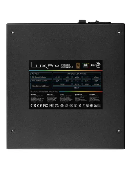 Aerocool LUXPRORGB650M unidad de fuente de alimentación 650 W 20+4 pin ATX ATX Negro