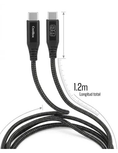 CoolBox CABLE TRENZADO USB-C USB-C 3.2 GEN2 DATOS 10GBPS + CARGA RAPIDA 60W ALUMINIO