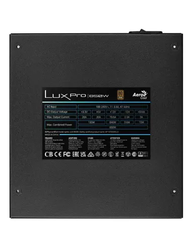Aerocool LUXPRO850 unidad de fuente de alimentación 850 W 20+4 pin ATX ATX Negro