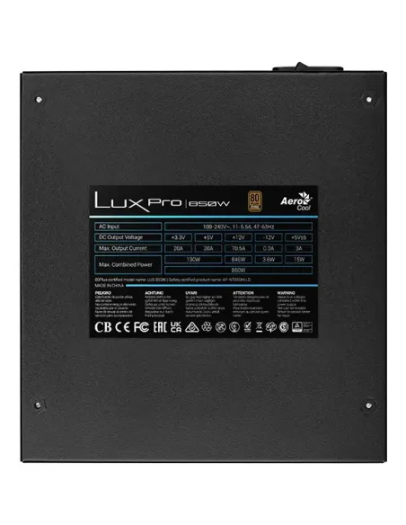 Aerocool LUXPRO850 unidad de fuente de alimentación 850 W 20+4 pin ATX ATX Negro