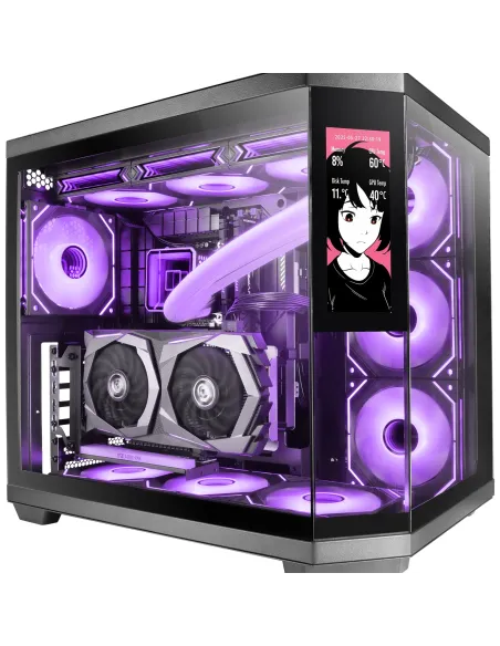 Mars Gaming MC3TCORELCD carcasa de ordenador Midi Tower Negro
