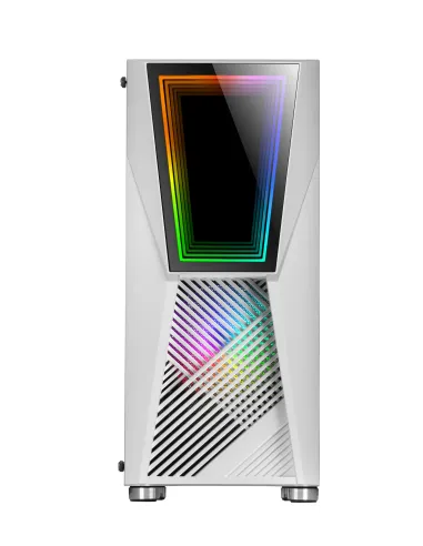 Mars Gaming MC777W, Caja PC Gaming, Infinity Mirror ARGB, Cristal Templado, 2xVentilador Chroma ARGB, Blanco