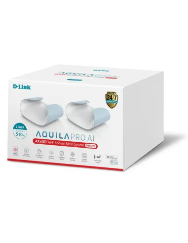 D-Link M60-2 sistema Wi-Fi Mesh (Wi-Fi en malla) Doble banda (2,4 GHz   5 GHz) Wi-Fi 6 (802.11ax) Blanco 4 Interno