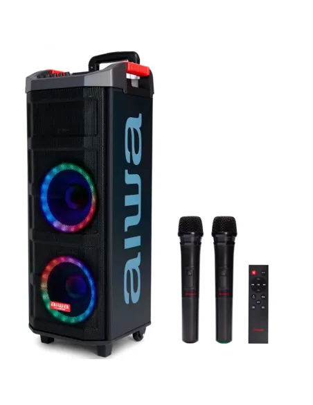 Altavoz trolley aiwa kbtus - 710 90w rms con karaoke 2 micros inalambricos