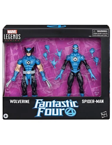 Pack 2 figuras hasbro marvel legends series los 4 fantasticos wolverine & spider - man