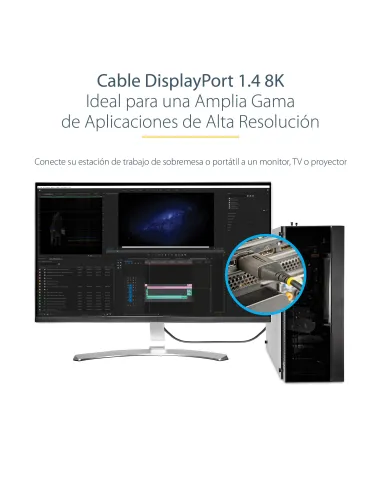 StarTech.com Cable de 3m DisplayPort 1.4 Certificado VESA - 8K de 60Hz HDR10 - Vídeo Ultra HD 4K de 120Hz - Cable DP 1.4 - para