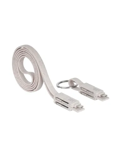 Mars Gaming MCA-ECO, Pack 2x Cables de Carga ECO Fibra de Trigo, Cable USB 1m + Cable Llavero Magnético, Transferencia Datos y