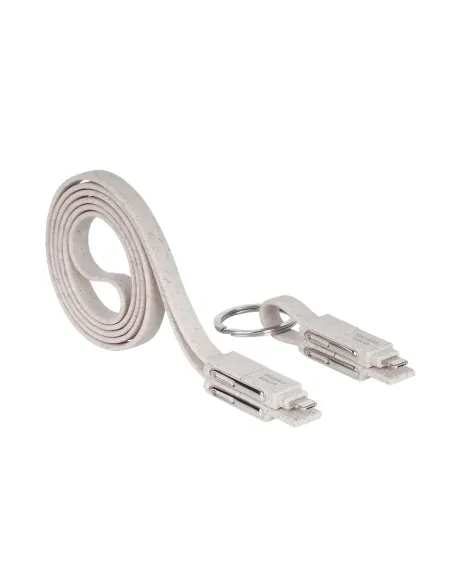 Mars Gaming MCA-ECO, Pack 2x Cables de Carga ECO Fibra de Trigo, Cable USB 1m + Cable Llavero Magnético, Transferencia Datos y