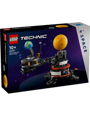 Lego technic planeta tierra y luna en órbita