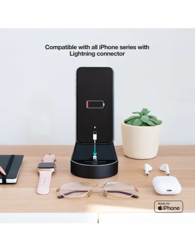 TooQ Base de Carga para Apple Watch y iPhone, Negro