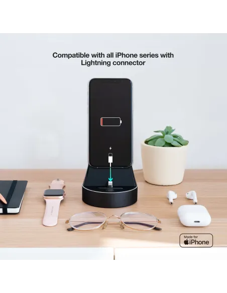 TooQ Base de Carga para Apple Watch y iPhone, Negro