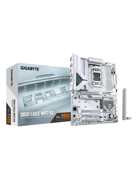 GIGABYTE B850 EAGLE WIFI7 ICE Placa base - Procesadores AMD Ryzen serie 9000, VRM digital de 8+2+2 fases, hasta 8200 MHz DDR5