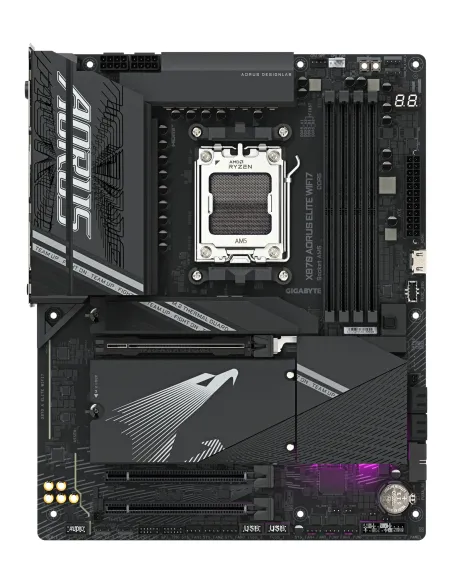 GIGABYTE X870 AORUS ELITE WIFI7 Placa Base - Compatible con CPUs AMD Ryzen 9000, 16+2+2 fases VRM, hasta 8000MHz DDR5 (OC),