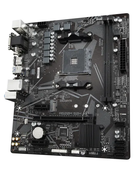 GIGABYTE Placa base A520M S2H - Soporta CPUs AMD Ryzen serie 5000 AM4, VRM digital puro de 4+3 fases, hasta 5100MHz DDR4 (OC),