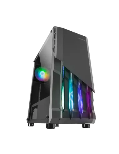 Mars Gaming MC-X2, Caja PC Gaming ATX, Frontal Acero FRGB, 2 Ventiladores 12cm FRGB, Ventana Lateral Completa, Negro