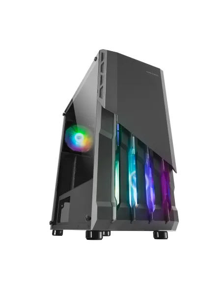 Mars Gaming MC-X2, Caja PC Gaming ATX, Frontal Acero FRGB, 2 Ventiladores 12cm FRGB, Ventana Lateral Completa, Negro