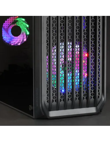 Mars Gaming MC-S2, Caja PC Compacta Gaming Micro-ATX, 2 Ventiladores FRGB Raibow con Rejilla Frontal, Ventana Lateral Completa,
