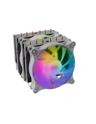 Mars Gaming Disipador CPU, Doble Torre Refrigeración, 6 Heatpipes HCT, TDP 300 W, 2 Ventiladores ARGB PWM 12 cm, MCPUXTW, Color