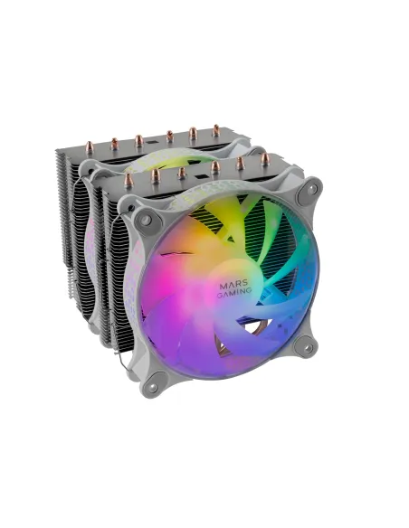 Mars Gaming Disipador CPU, Doble Torre Refrigeración, 6 Heatpipes HCT, TDP 300 W, 2 Ventiladores ARGB PWM 12 cm, MCPUXTW, Color
