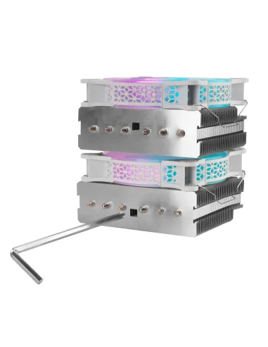 Mars Gaming Disipador CPU, Doble Torre Refrigeración, 6 Heatpipes HCT, TDP 300 W, 2 Ventiladores ARGB PWM 12 cm, MCPUXTW, Color