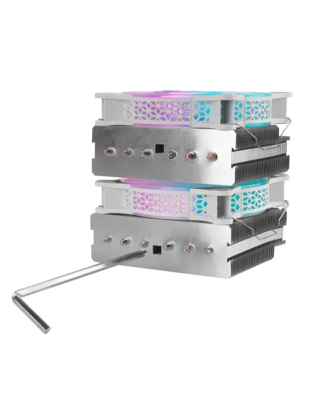 Mars Gaming Disipador CPU, Doble Torre Refrigeración, 6 Heatpipes HCT, TDP 300 W, 2 Ventiladores ARGB PWM 12 cm, MCPUXTW, Color