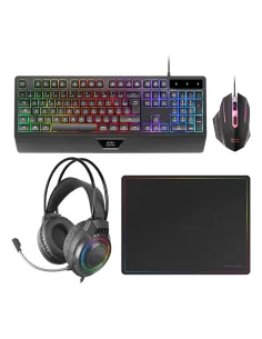 Mars Gaming MCP124PRO, Combo Gaming 4en1, Teclado RGB H-Mech con Reposamuñecas, Ratón RGB 3200DPI y Switches HUANO, Auriculares