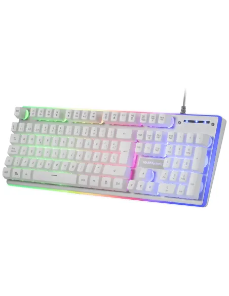 Mars Gaming MCPXWFR, Combo Teclado H-Mech FRGB, Ratón Ultraligero 10000DPI y Alfombrilla XXL, Blanco, Idioma Francés