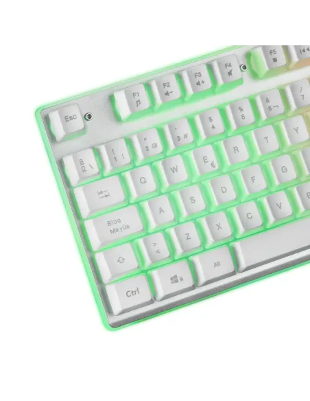 Mars Gaming MCPXWFR, Combo Teclado H-Mech FRGB, Ratón Ultraligero 10000DPI y Alfombrilla XXL, Blanco, Idioma Francés