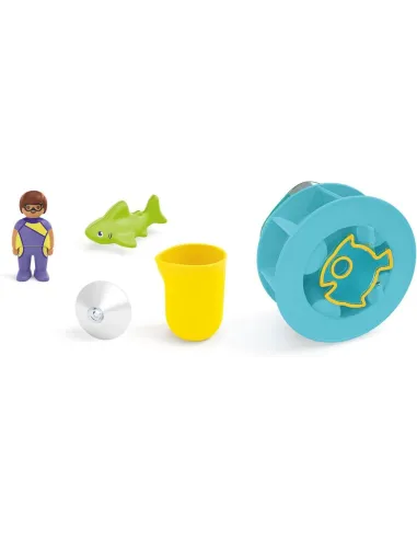 Playmobil junior aqua: rueda de agua con bebé tiburón