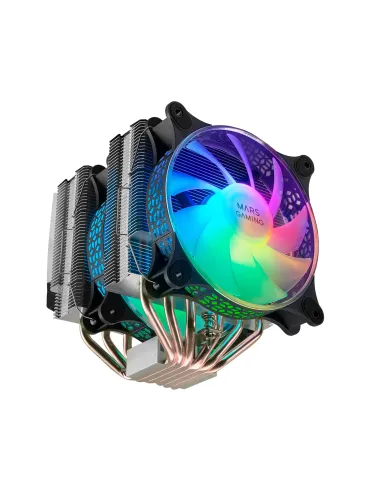 Mars Gaming Disipador CPU, Doble Torre Refrigeración, 6 Heatpipes HCT, TDP 300 W, 2 Ventiladores ARGB PWM 12 cm, MCPUXT, Color