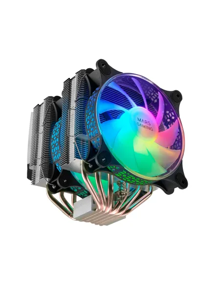 Mars Gaming Disipador CPU, Doble Torre Refrigeración, 6 Heatpipes HCT, TDP 300 W, 2 Ventiladores ARGB PWM 12 cm, MCPUXT, Color