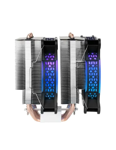 Mars Gaming Disipador CPU, Doble Torre Refrigeración, 6 Heatpipes HCT, TDP 300 W, 2 Ventiladores ARGB PWM 12 cm, MCPUXT, Color