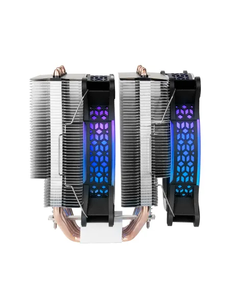 Mars Gaming Disipador CPU, Doble Torre Refrigeración, 6 Heatpipes HCT, TDP 300 W, 2 Ventiladores ARGB PWM 12 cm, MCPUXT, Color