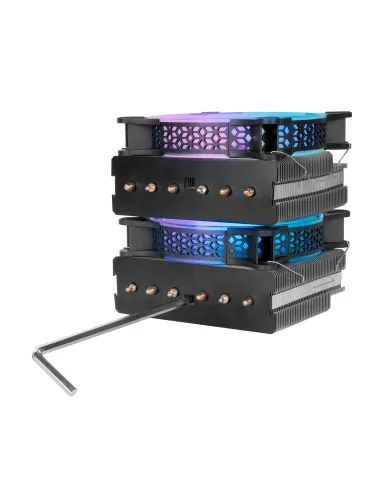Mars Gaming Disipador CPU, Doble Torre Refrigeración, 6 Heatpipes HCT, TDP 300 W, 2 Ventiladores ARGB PWM 12 cm, MCPUXT, Color