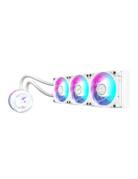 GIGABYTE AORUS WATERFORCE X II 360 ICE Refrigerador de CPU líquido AIO - 3x ventiladores ARGB de 120 mm, pantalla LCD a todo