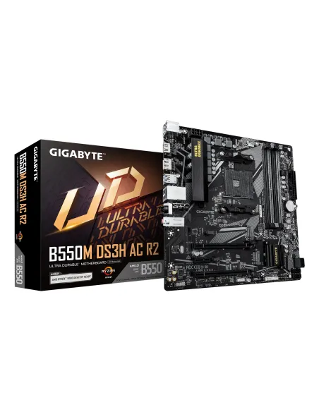 GIGABYTE B550M DS3H AC R2 Placa base - Procesadores AMD Ryzen 5000, VRM de 5+3 fases, hasta 4733 MHz DDR4 (O.C.), 1x M.2 PCIe