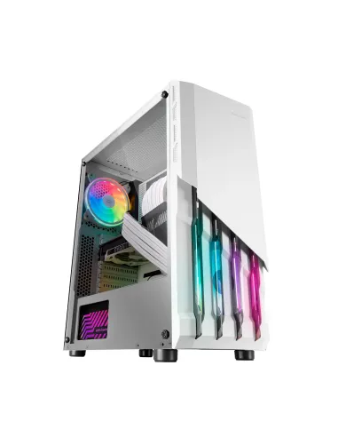Mars Gaming MC-X2, Caja PC Gaming ATX, Frontal Acero FRGB, 2 Ventiladores 12cm FRGB, Ventana Lateral Completa, Blanco